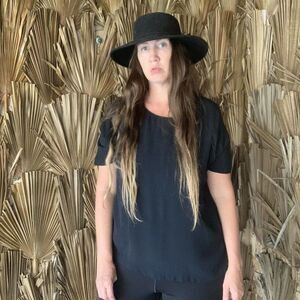 Vintage Saks Fifth Avenue Black Silk‎ Blend Blouse